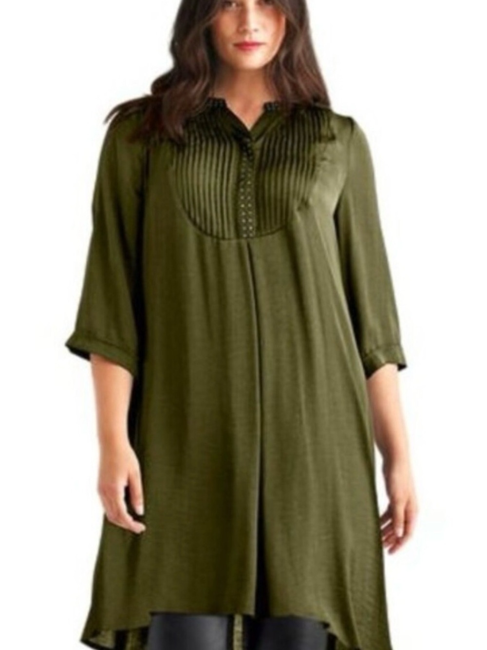ellos Olive Pintuck Bib Tunic